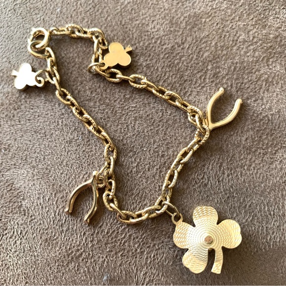 Vintage charm bracelet Irish Shamrock lucky - Picture 3 of 4
